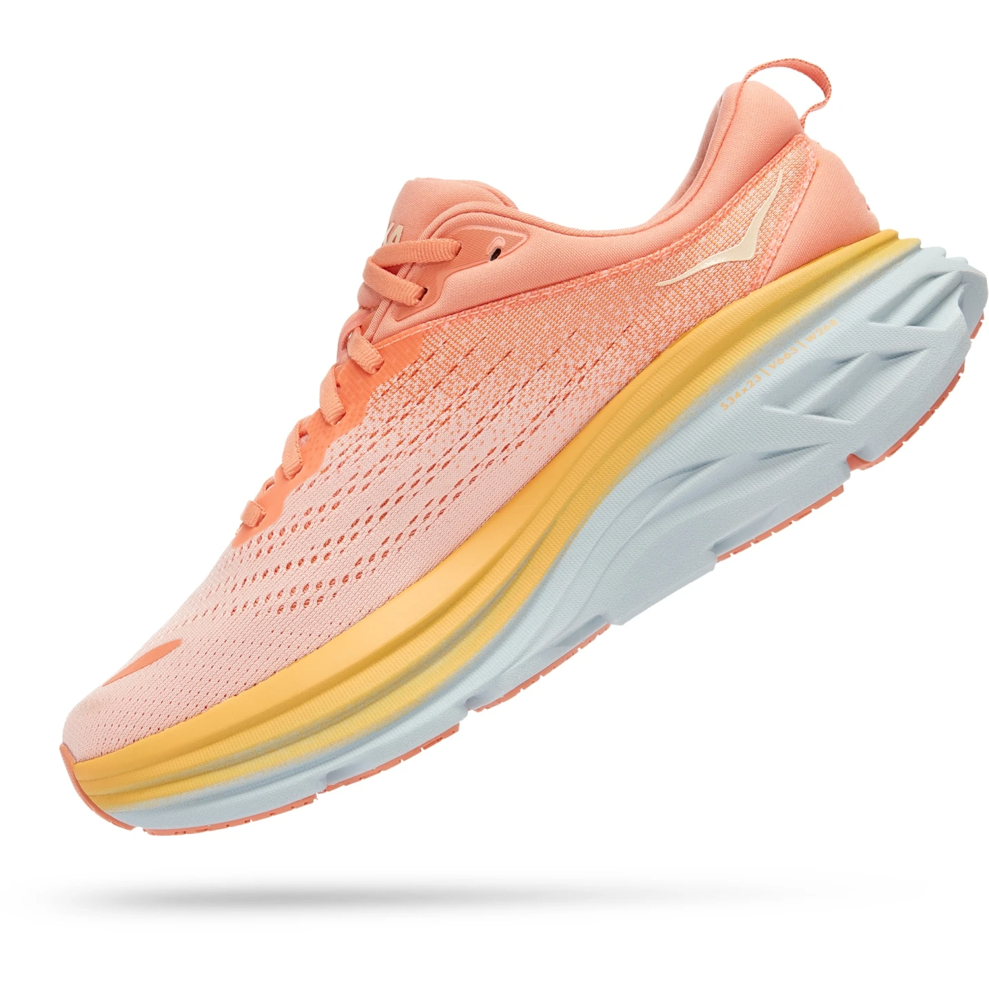 Hoka Bondi 8 Hardloopschoenen Dames - Shell Coral / Peach Parfait - Afbeelding 4