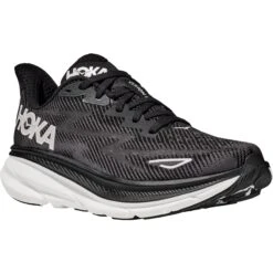 Hoka Clifton 9 Wide Hardloopschoenen Dames - Zwart / Wit