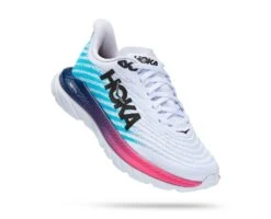 Hoka One One Hoka Mach 5 Hardloopschoenen Wit/blauw Dames
